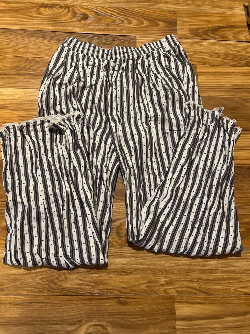 aerie Black and White Striped Heart-Print Pants